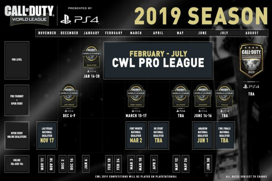CWL 2019 schedule
