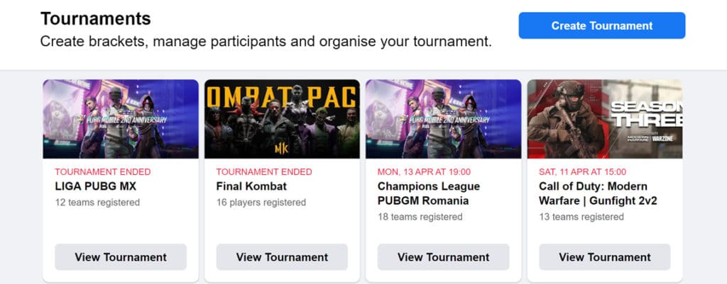 facebook gaming tournaments