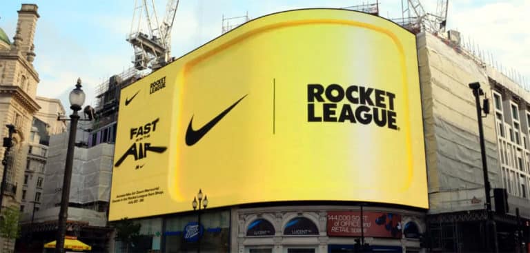 Nike promotes Rocket League Air Zoom Mercurial decals at Piccadilly Circus