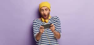 Man playing mobile gaming