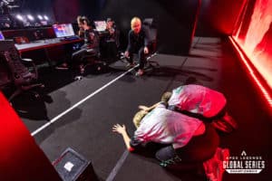 APAC-North team Pulverex bow on their knees to fellow competitors FC Destroy, thanking them for saving their competition journey
