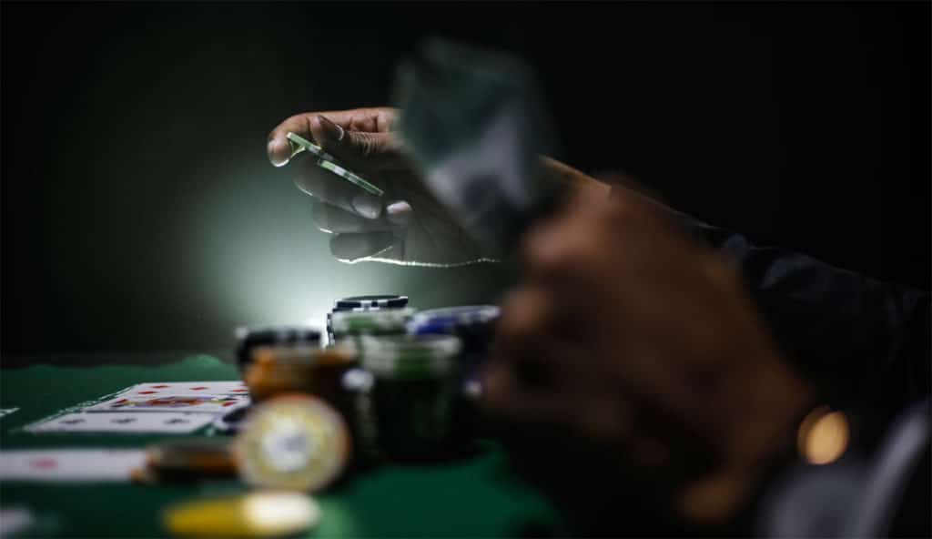 Gambling poker chips stock image