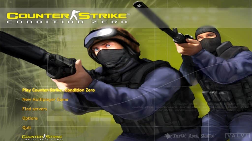 The Counter-Strike: Condition Zero main menu screen.