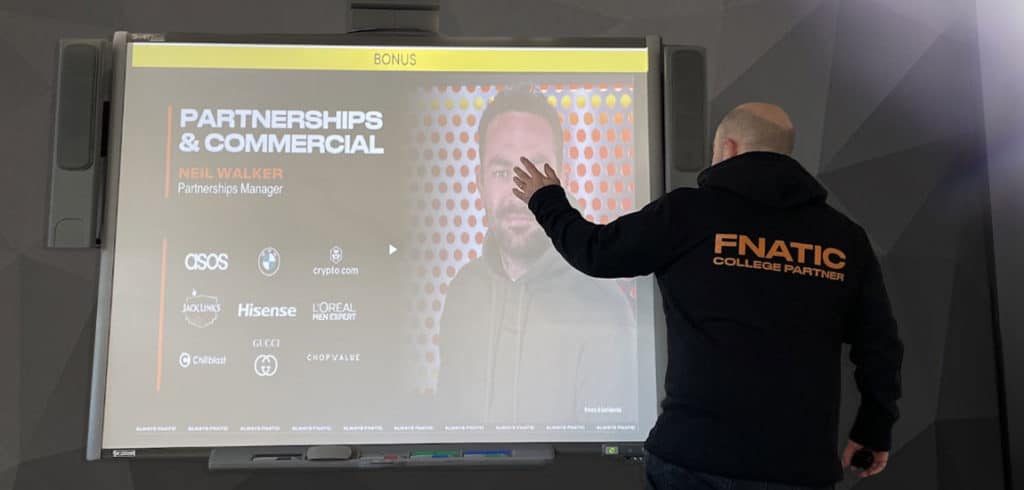 Nik Turner of ntesports giving a talk as a Fnatic College partner