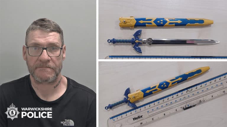 Anthony Bray arrested for walking through Nuneaton with the Master Sword
