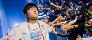 BLG Bin beats HLE at Worlds (Photo by Colin Young-Wolff/Riot Games)