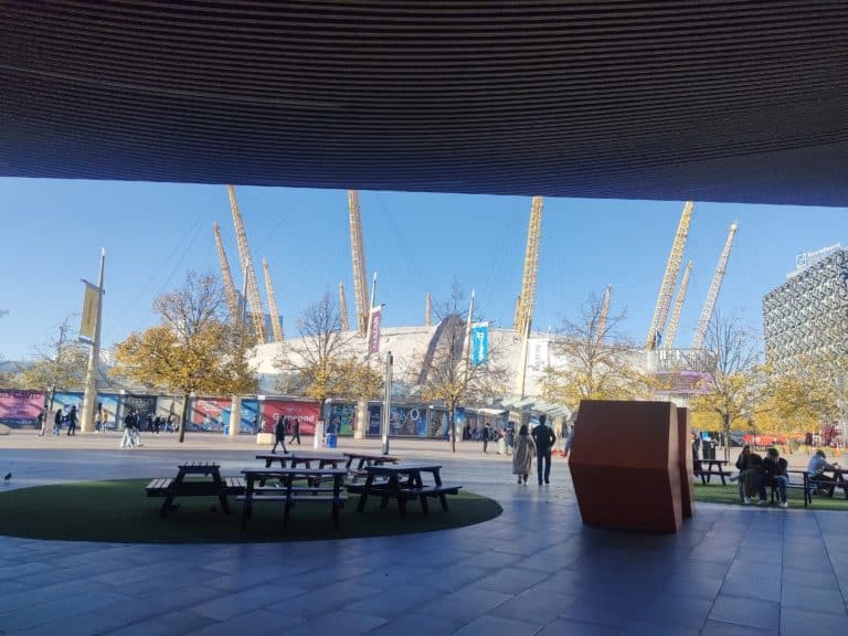 O2 Arena from the outside court