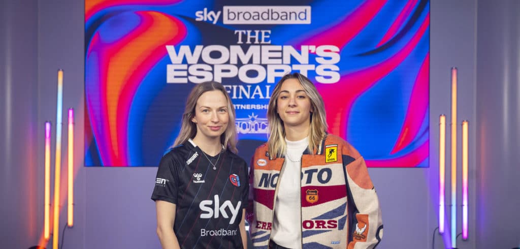 Grete Lajal and Clara Bucciacchio at the Women's Esports Finals with Guild and Sky Broadband
