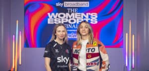 Grete Lajal and Clara Bucciacchio at the Women's Esports Finals with Guild and Sky Broadband