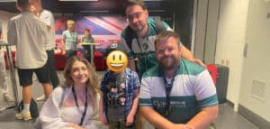 RLCS London Major 2024 child with Resolve Jeff, Tadpole and Jorhdys. Esports for kids