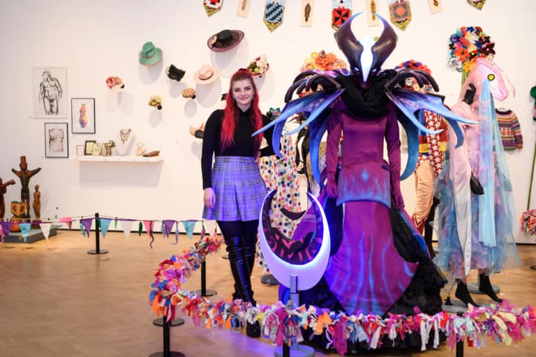 Karoinna Spectre Dota 2 cosplay at Glynn Vivian Art Gallery Image credit: Come As You Really Are, Hetain Patel, 2025. Produced by Artangel. Installation shots Glynn Vivian Art Gallery. Photographer: Polly Thomas. 