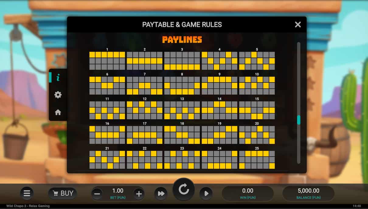 Paylines Wild Chapo 2
