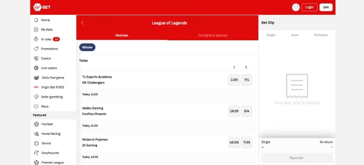 Esports Betting Sites Virgin Bet