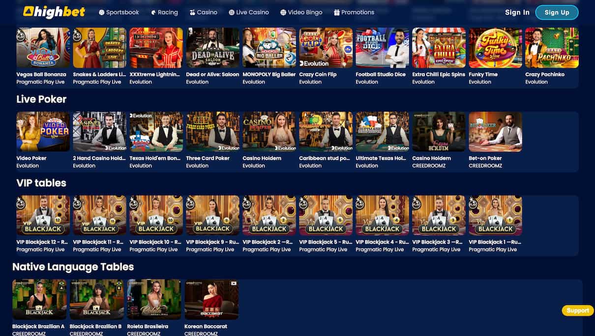 Highbet Best Live Casino