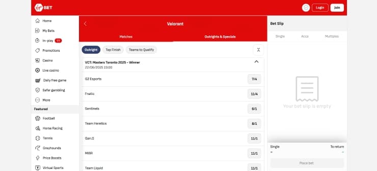 Valorant Betting Sites Virgin Bet