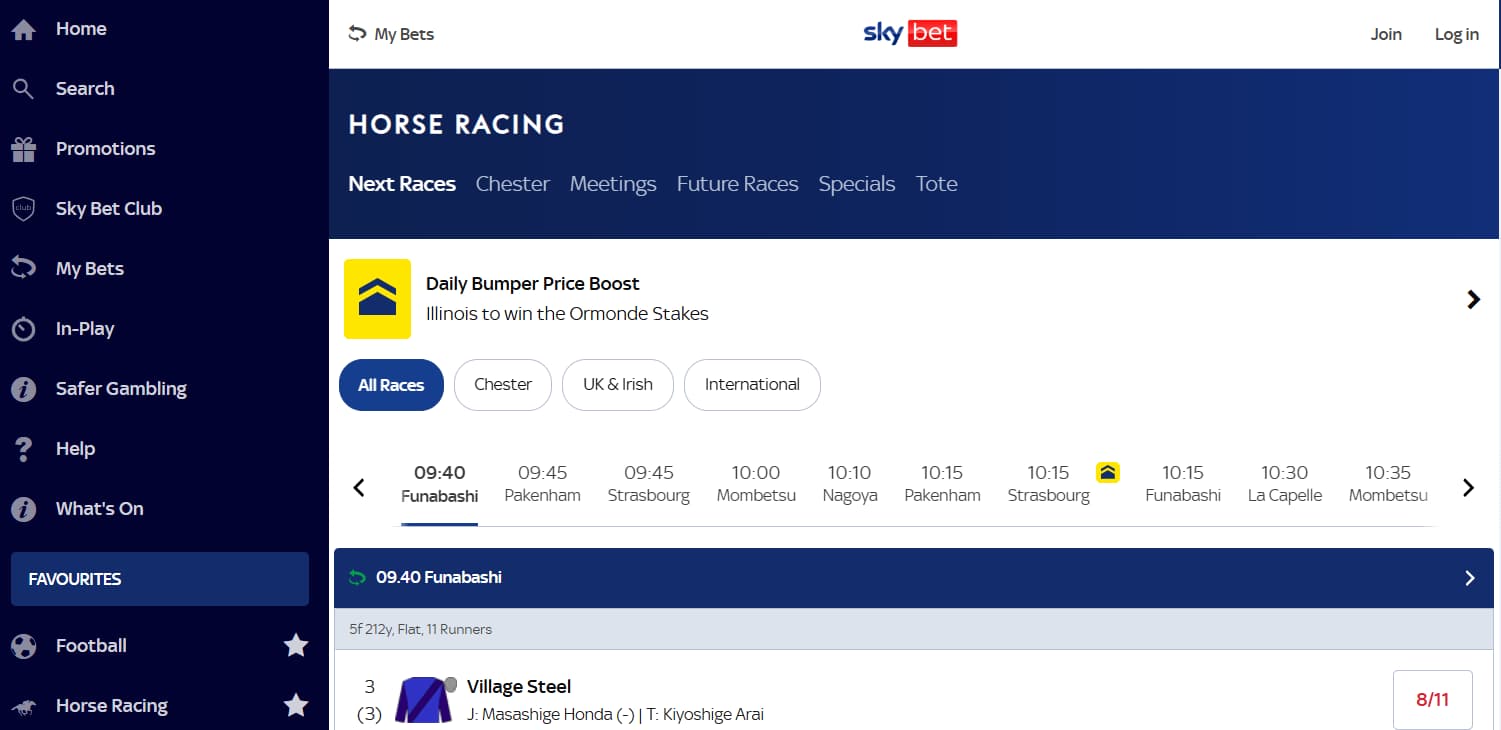 sky bet horse racing