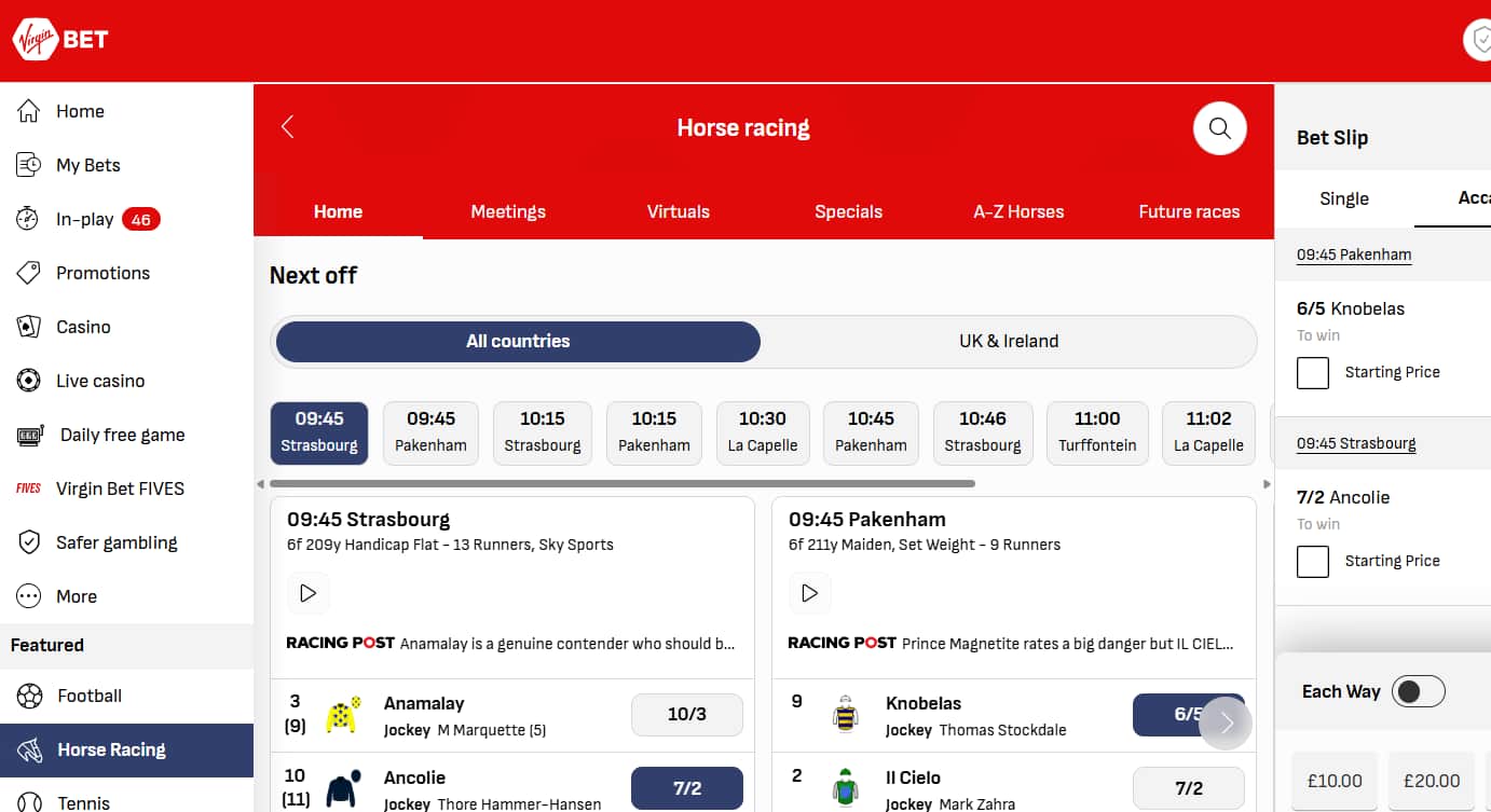 virgin bet horse racing