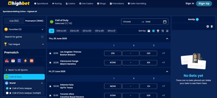 Call of Duty Betting Sites Highbet