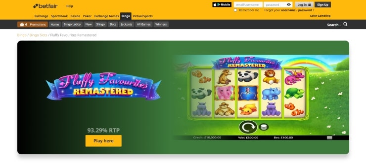 Fluffy Favourites Slots not in Gamstop Betfair