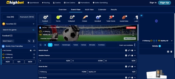 Highbet Football Cash Out Markets