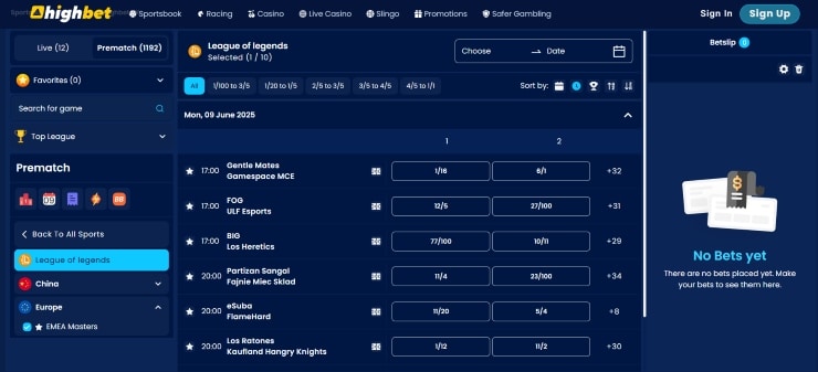 League of Legends Betting Sites Highbet