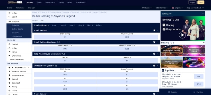 League of Legends Betting Sites William Hill