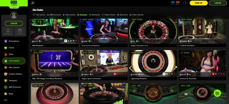 Roulette Not on Gamstop 888Casino Live Dealer