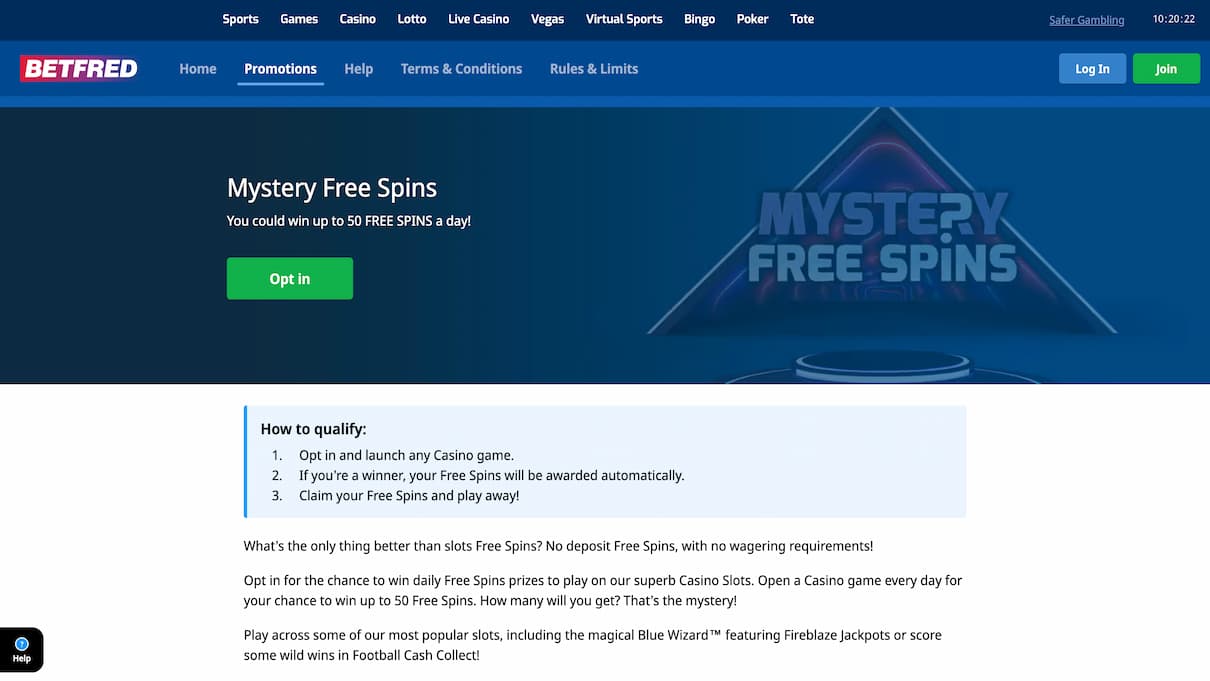 Betfred Free Spins No Wagering Bonus