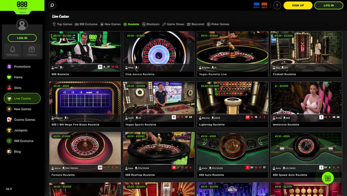 Live Roulette 888Casino