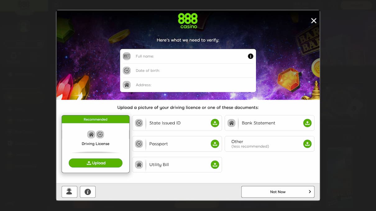 888Casino Account Verification
