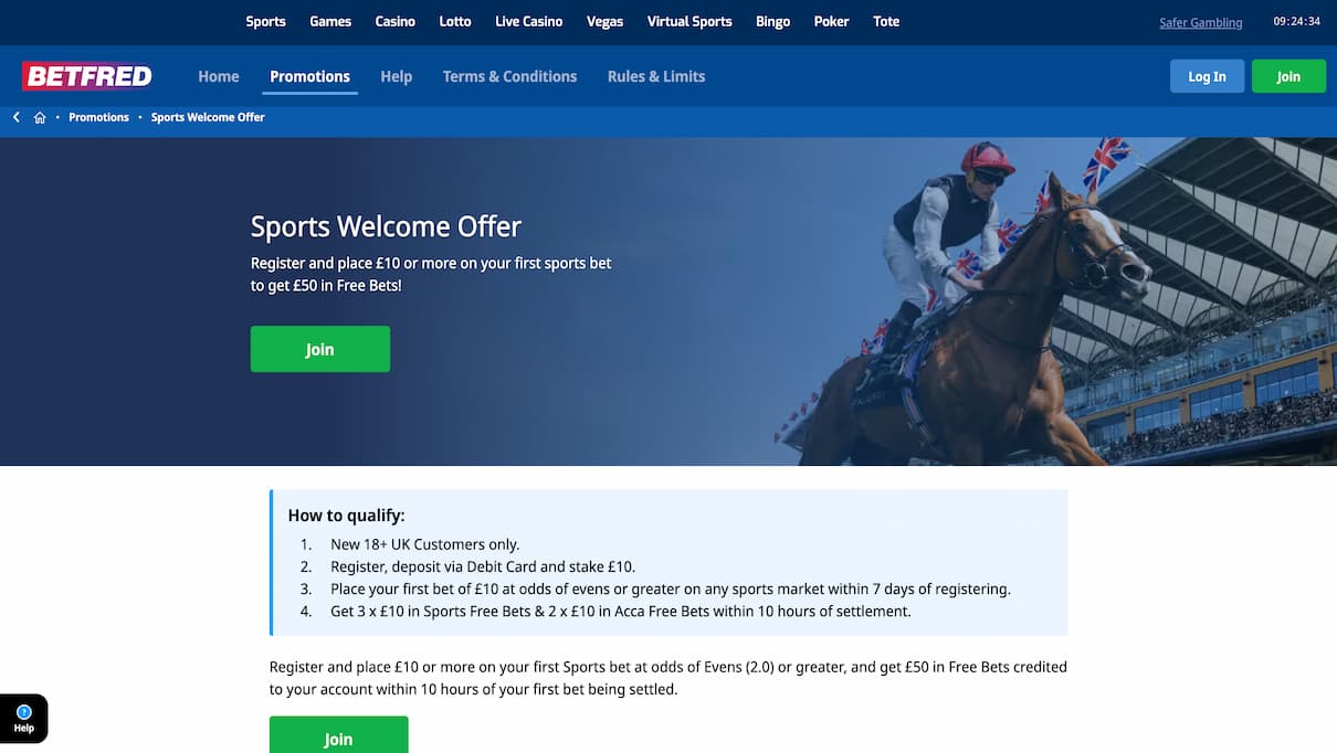 Betfred Sportsbook Welcome Bonus