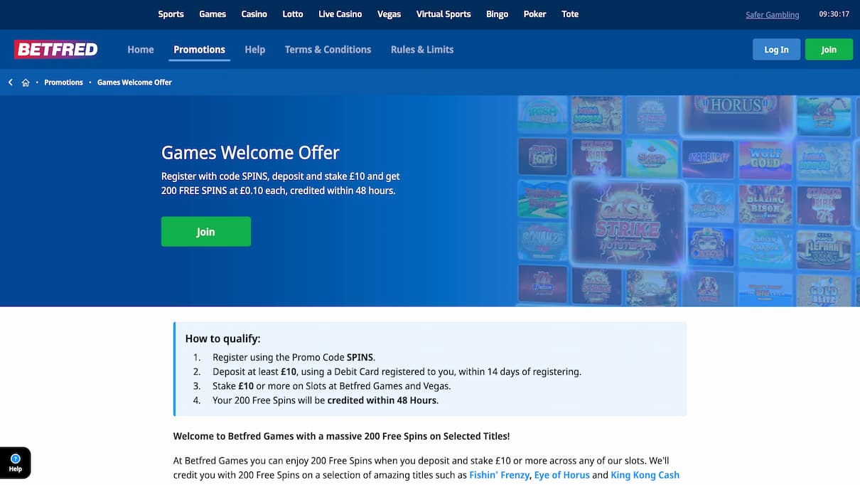 Betfred Casino Welcome Bonus