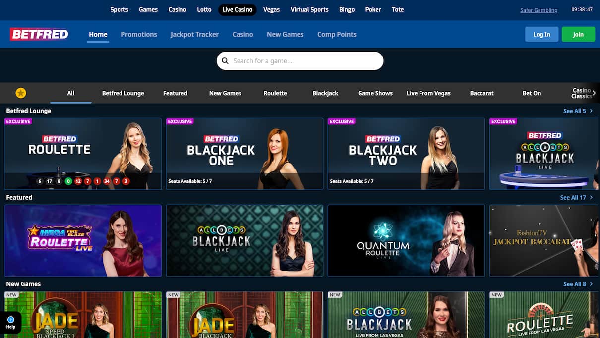 Betfred Live Casino Games