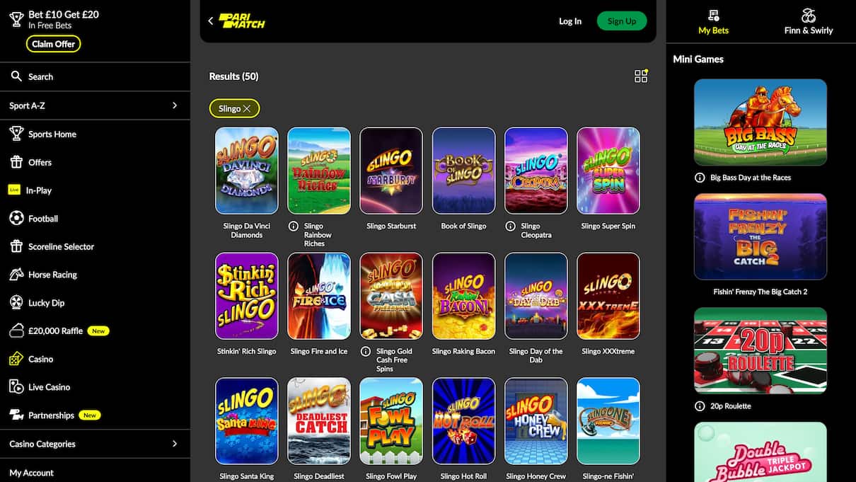 Parimatch Slingo Not on Gamstop