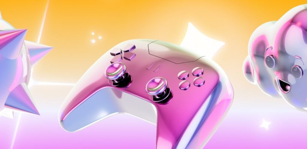 Chromatic Image of gaming controller used as public TwitchCon banner
