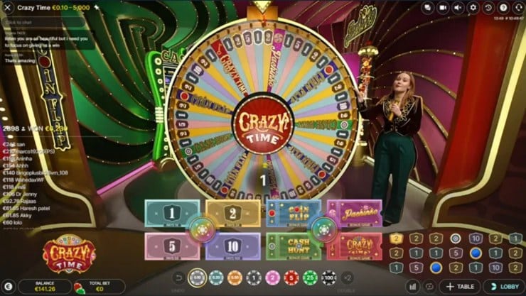 Crazy Time Live Game Interface
