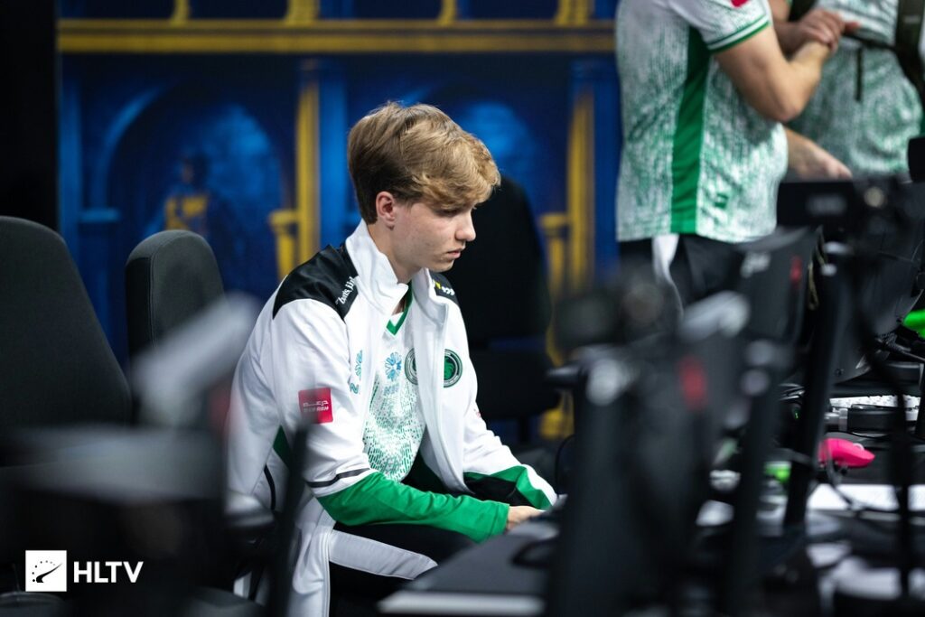 kyousuke sits in silence, contemplating Team Falcons Cologne Group Stage elimination