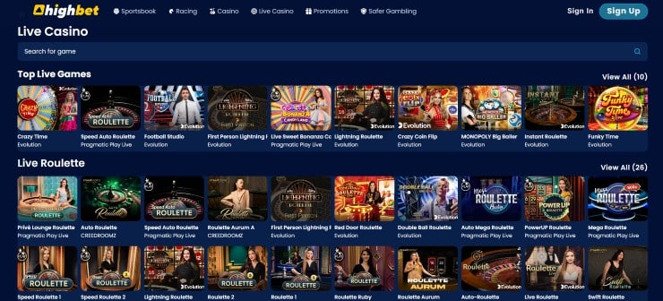 Highbet - Crazy Time Casino Sites
