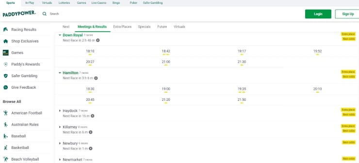 Horse Racing Meets Schedule and Results