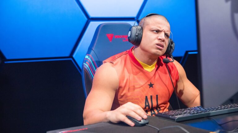 Tyler1, pictured looking confused while in front of a PC