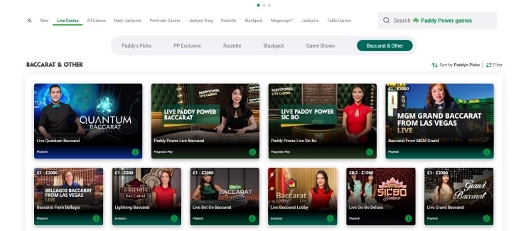 Paddy Power - Baccarat Casino