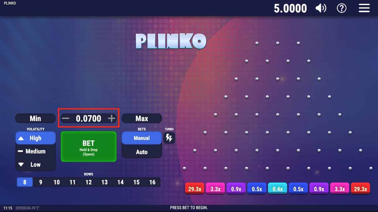 Play Plinko Game with Real Money Step 2