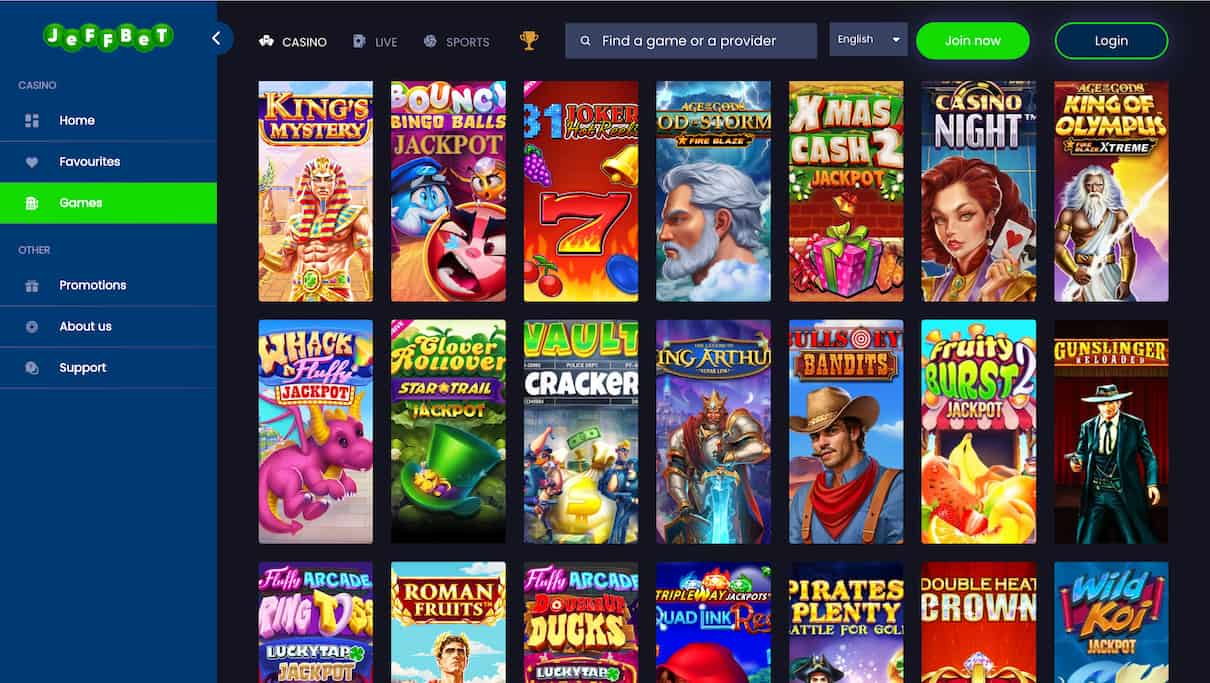 JeffBet Jackpot Games