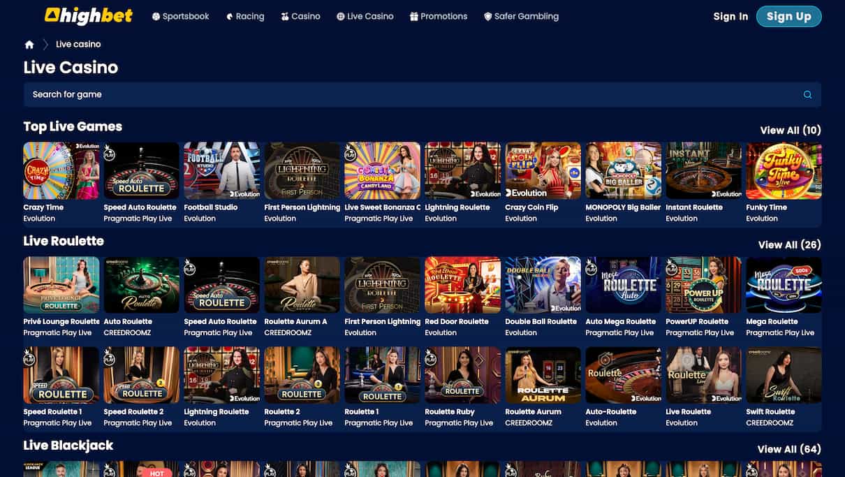 Highbet Live Casino Review