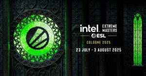 IEM Cologne 2025 graphic with dates 23 July - 3 August 2025 on a cathedral backdrop with green-lit windows.