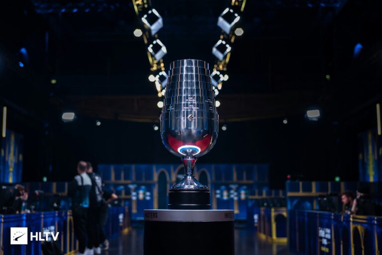 IEM Cologne Playoffs and Grand Final trophy, pictured during the group stage in front of the competition area