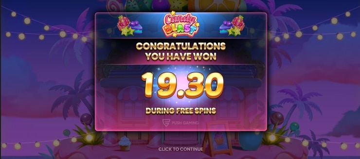 Candy Blast Free Spins Winnings