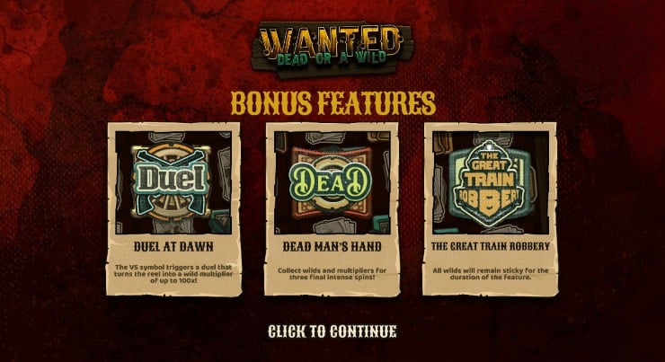 Wanted Dead or a Wild Bonus Games