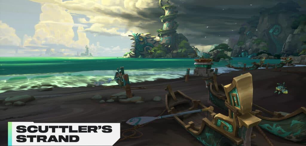 Bilgewater-themed 2XKO stage Scuttler's Strand