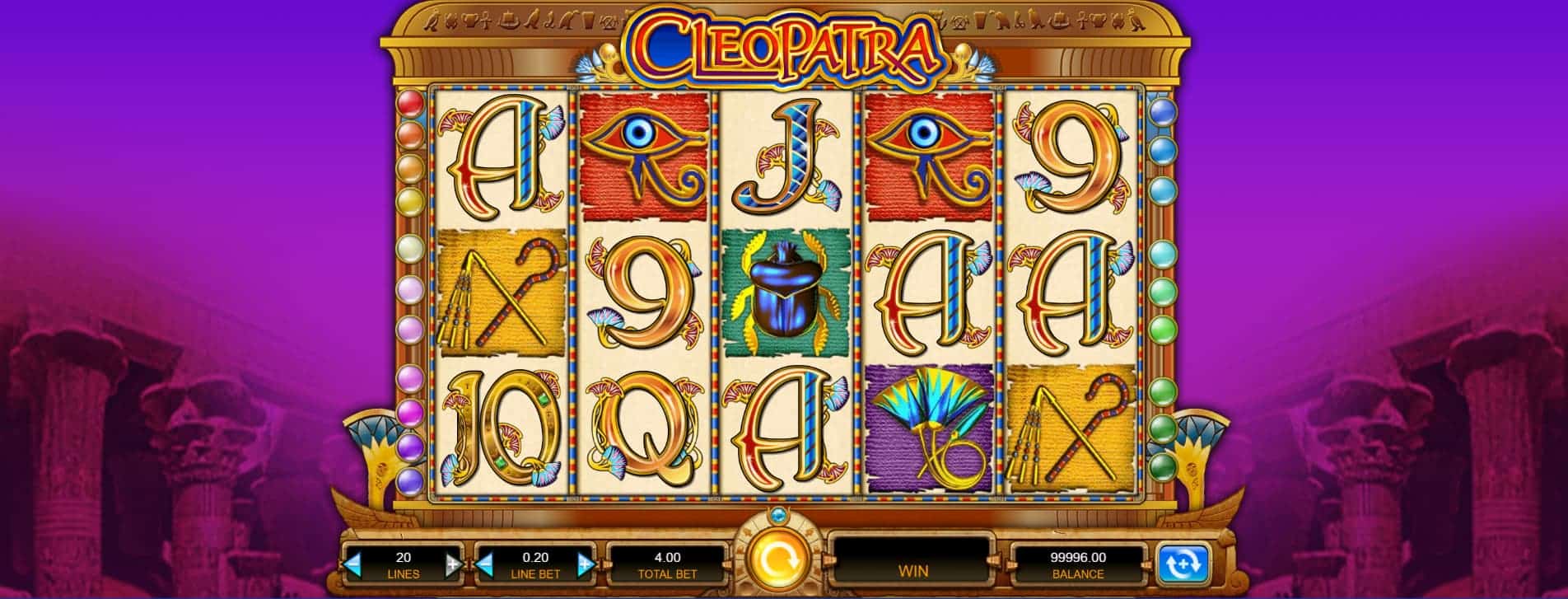 Cleopatra Slot Step 2 Select Your Paylines and Bet Value